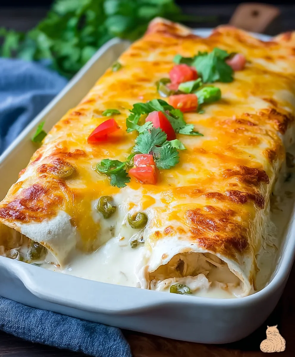 Creamy Chicken Enchiladas- Easy White Sauce Recipe