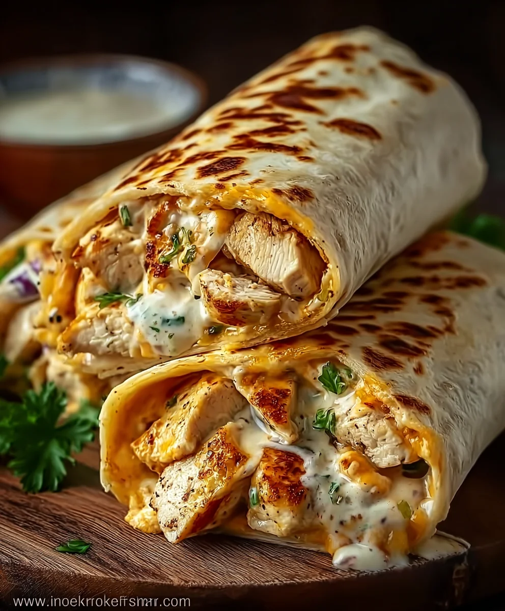 Cheesy Chicken Garlic Wraps-Quick Easy Recipe