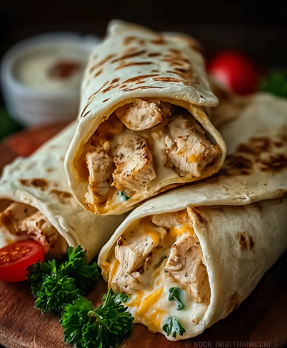 Cheesy Chicken Garlic Wraps-Quick Easy Recipe