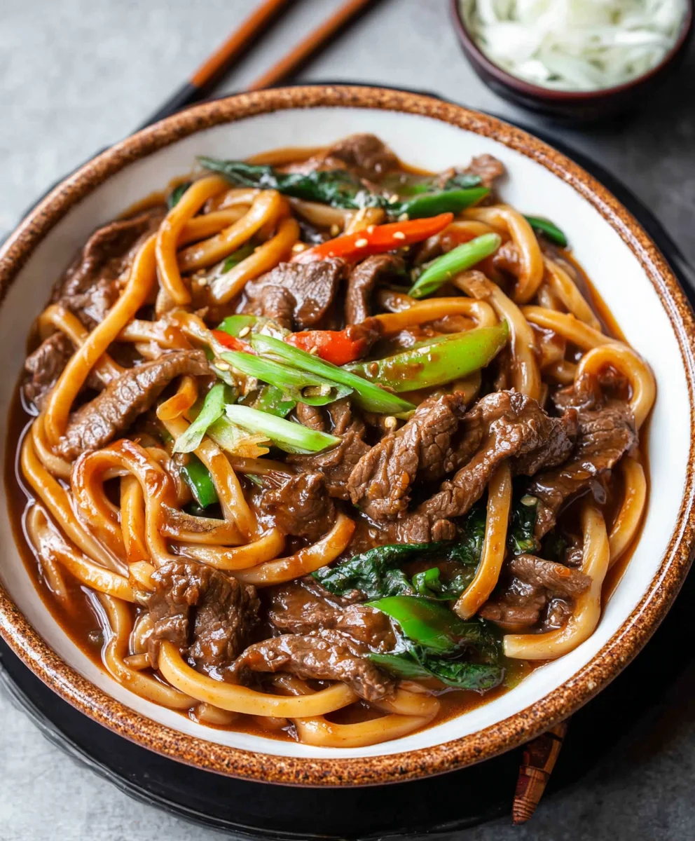 Easy Black Pepper Beef Udon Recipe