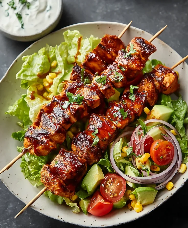 BBQ Chicken Skewer Salad- Delicious & Easy Recipe