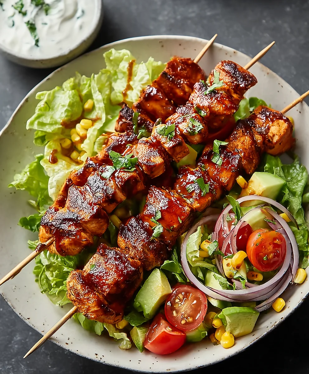 BBQ Chicken Skewer Salad- Delicious & Easy Recipe