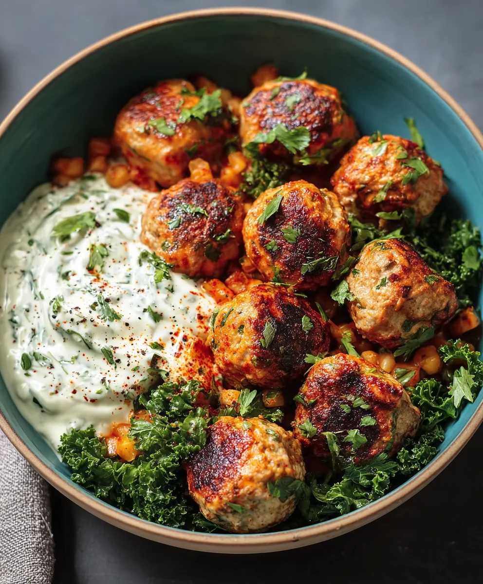 Herby Chicken Meatball Bowl-Fresh & Flavorful Meal