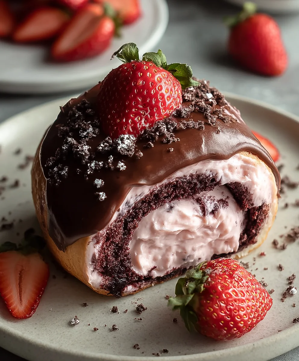 Decadent Chocolate Rolls-Strawberry Cream Cheese Delight