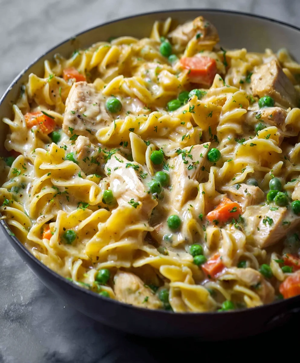 Easy Chicken Pot Pie Pasta Recipe - Weeknight Meal