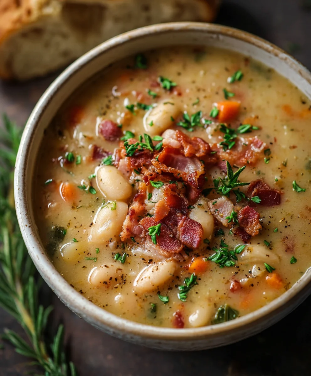 Hearty White Bean Soup with Beef Beef Bacon-Delicious