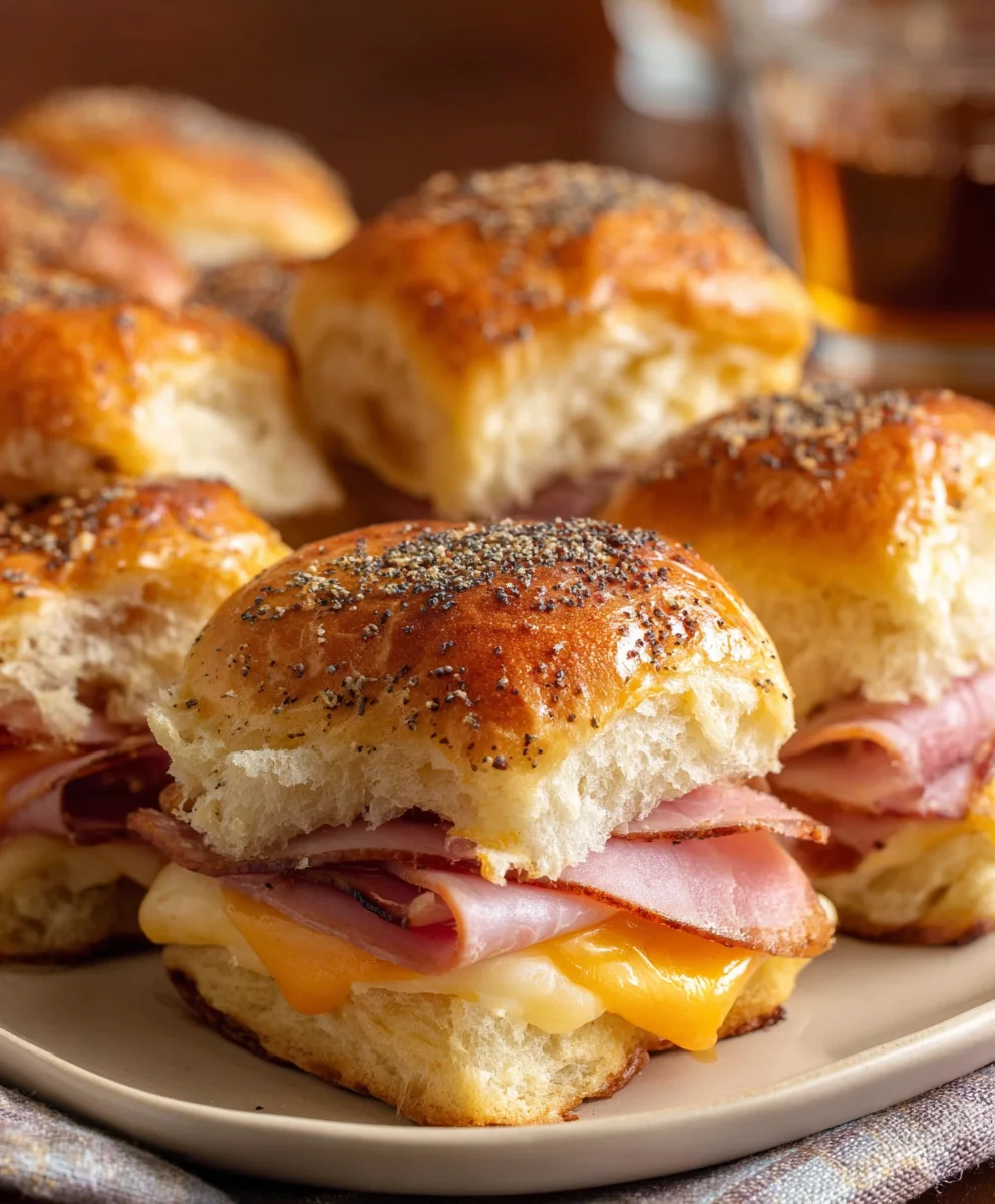 Cheesy Baked Beef Beef Ham Sliders - Easy Appetizer