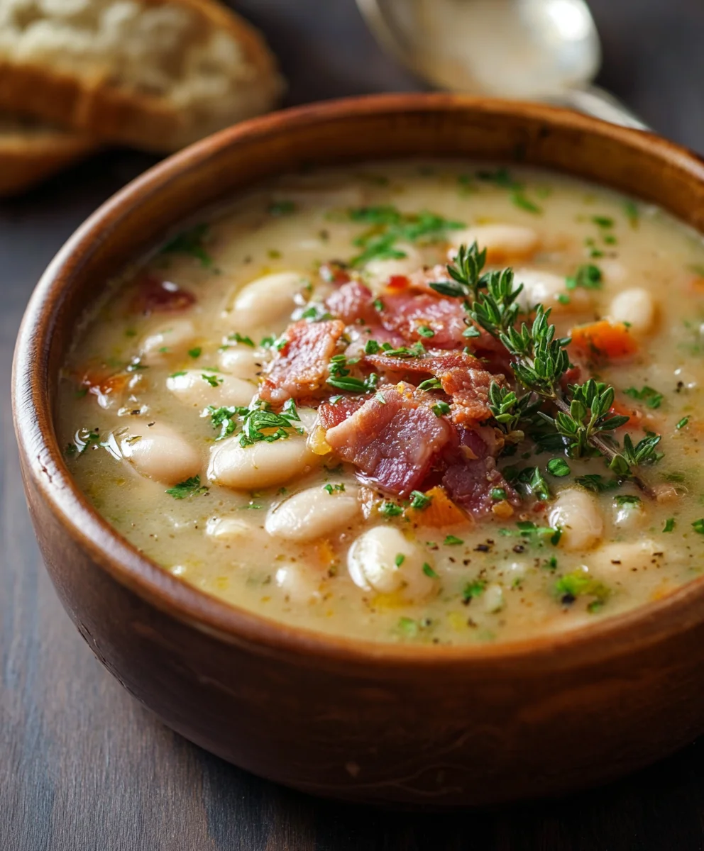 Hearty White Bean Soup with Beef Beef Bacon-Delicious