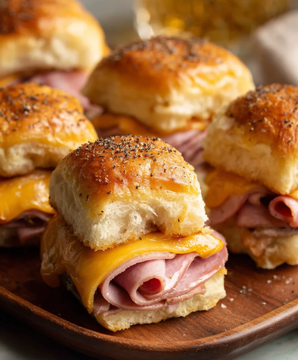 Cheesy Baked Beef Beef Ham Sliders - Easy Appetizer