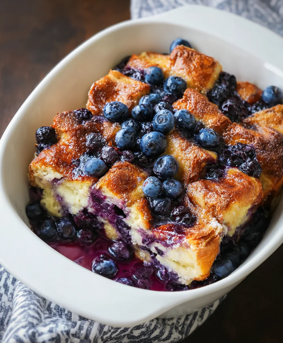 Overnight Blueberry French Toast Casserole-Easy Breakfast