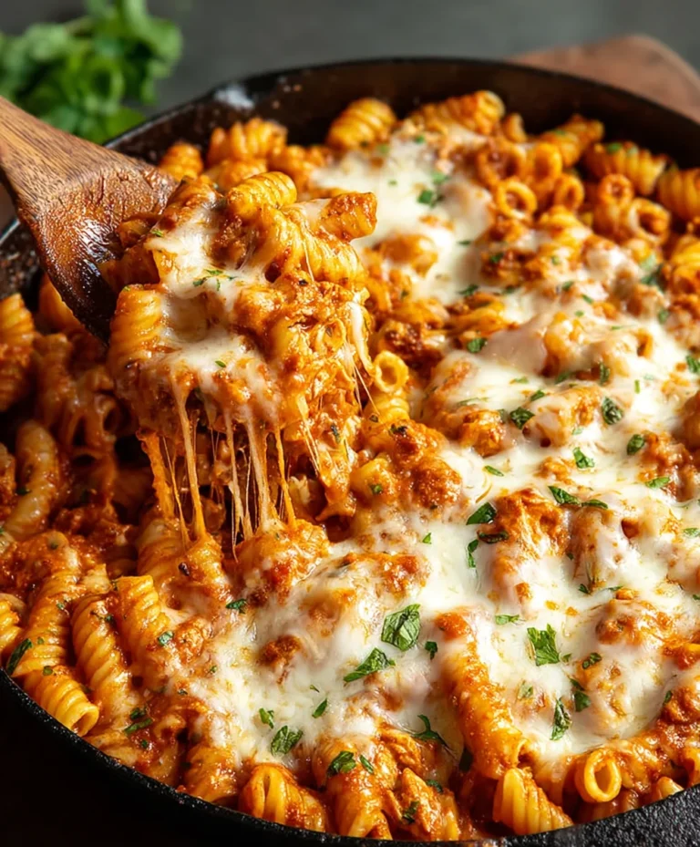Easy Chicken Parmesan Pasta Skillet Recipe