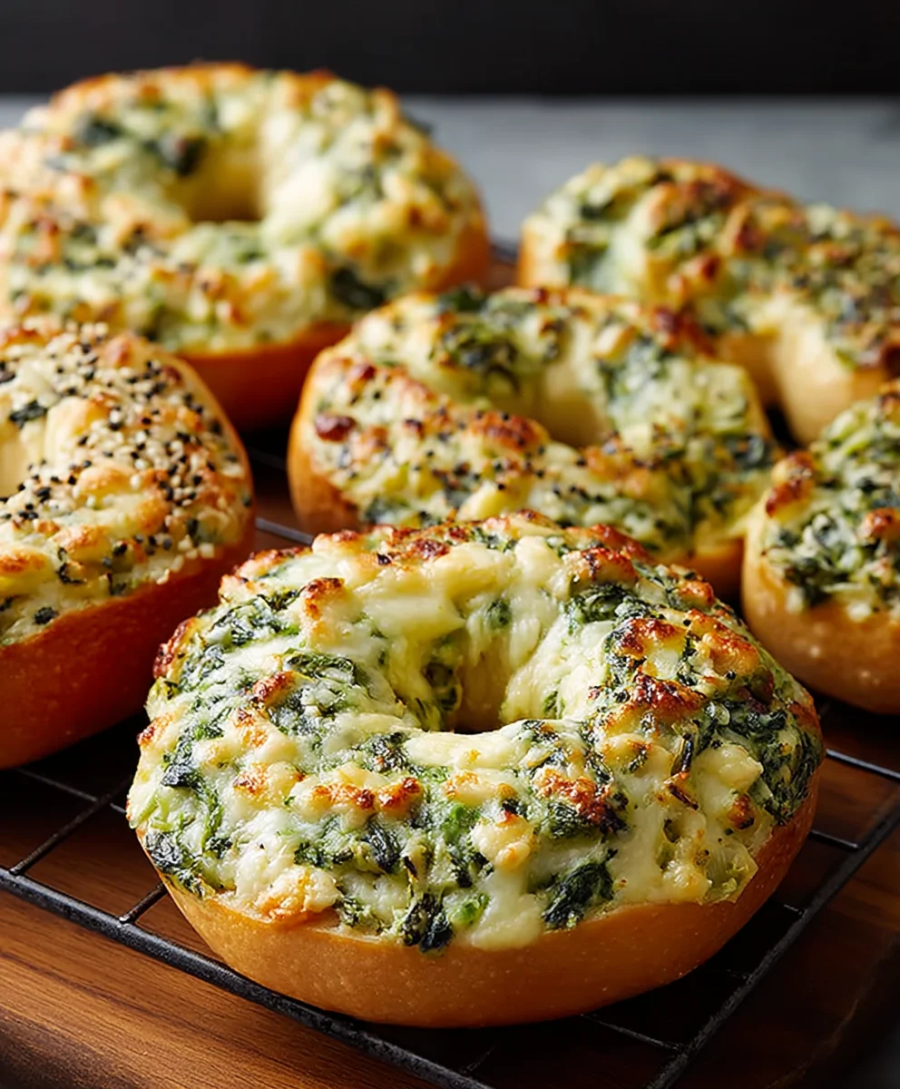 Cheesy Spinach Artichoke Bagels Easy Recipe