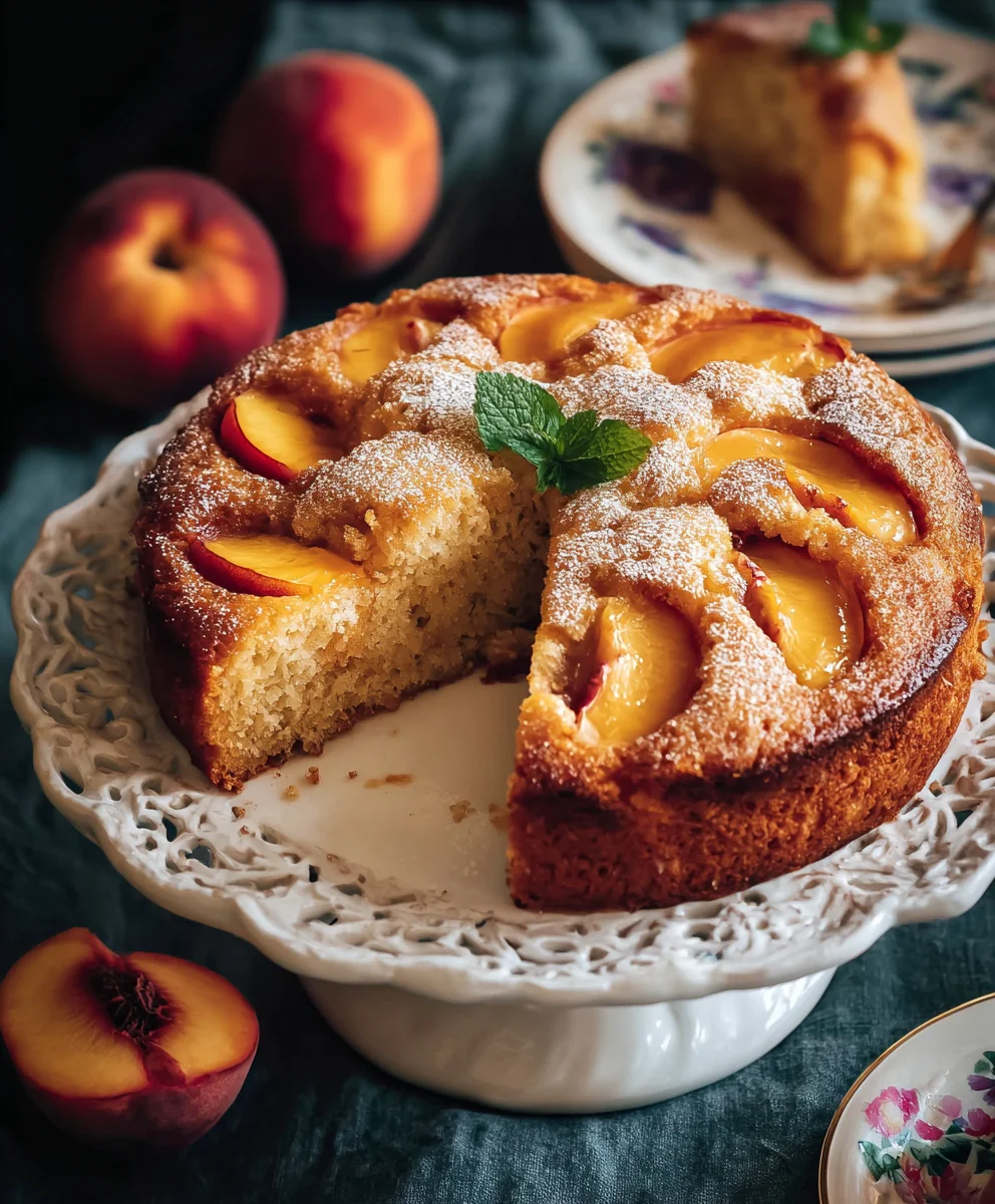 Vegan Peach Coffee Cake - Easy Moist Dessert