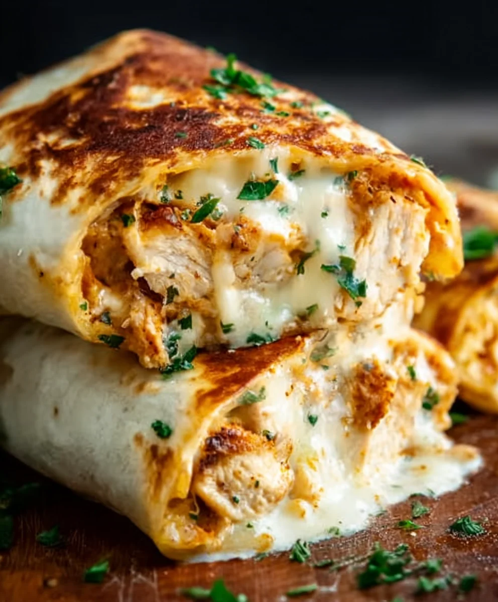 Cheesy Garlic Chicken Wraps Easy Recipe