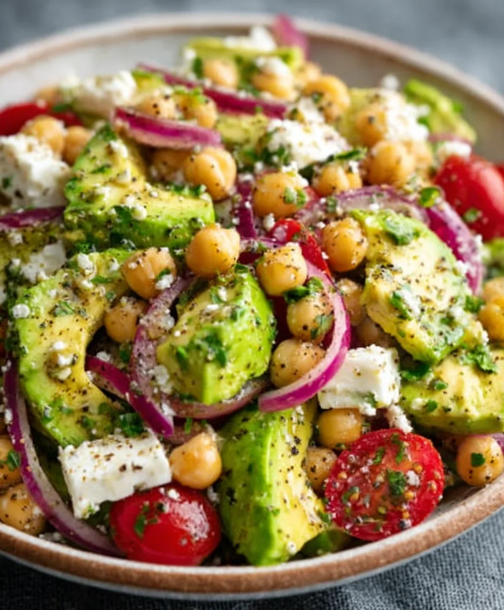 Chickpea Feta Avocado Salad- Fresh & Flavorful Recipe