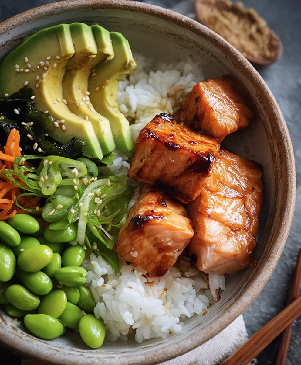 Gluten Free Teriyaki Salmon Sushi Bowl Recipe
