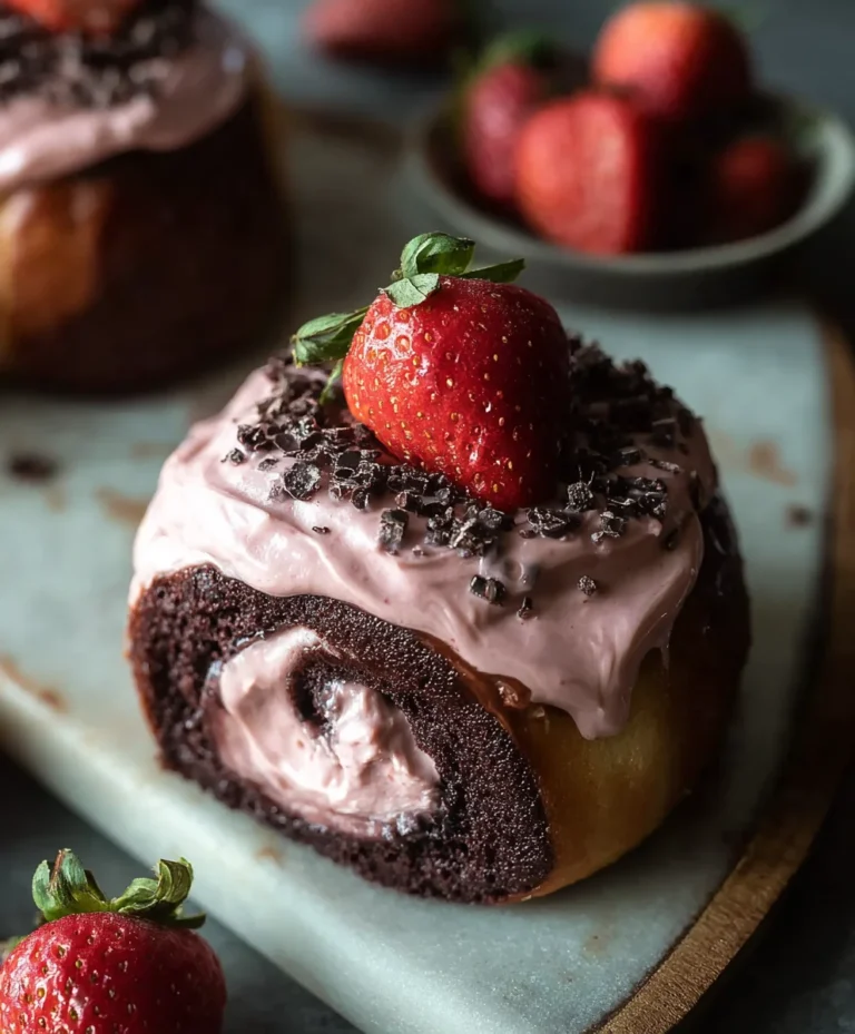 Decadent Chocolate Rolls-Strawberry Cream Cheese Delight