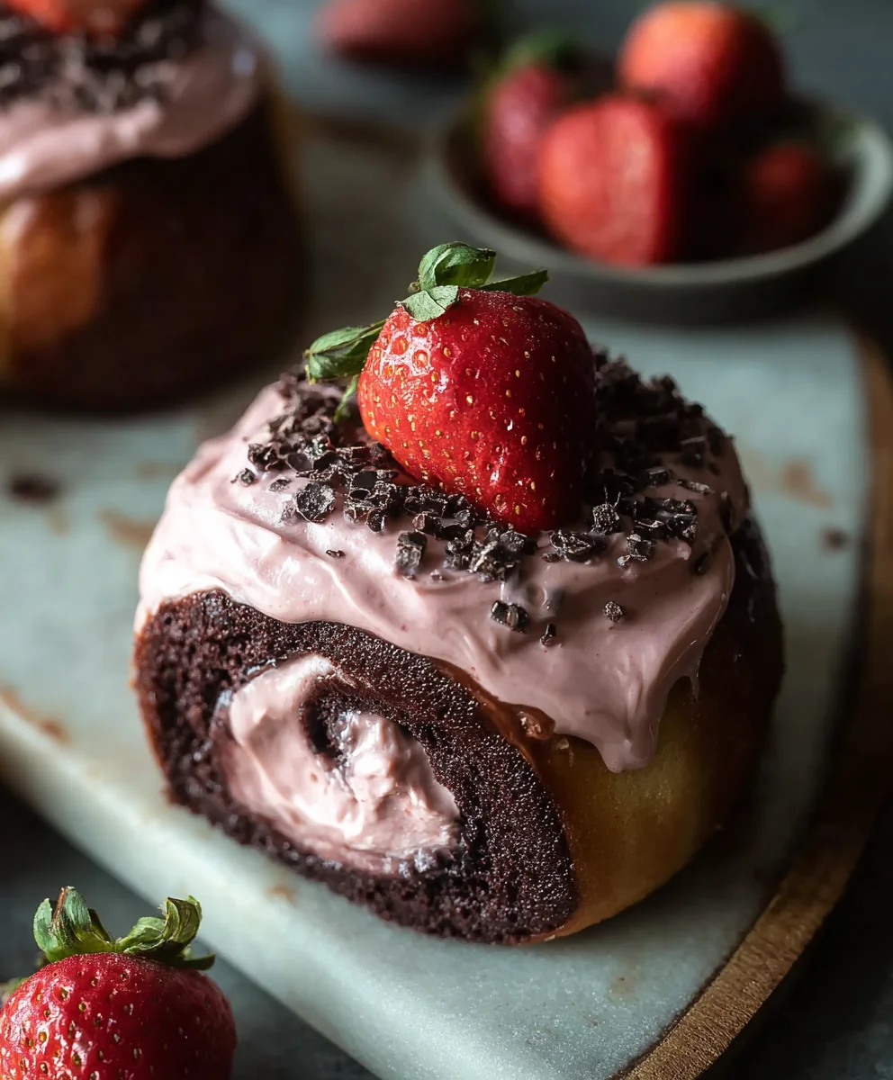 Decadent Chocolate Rolls-Strawberry Cream Cheese Delight