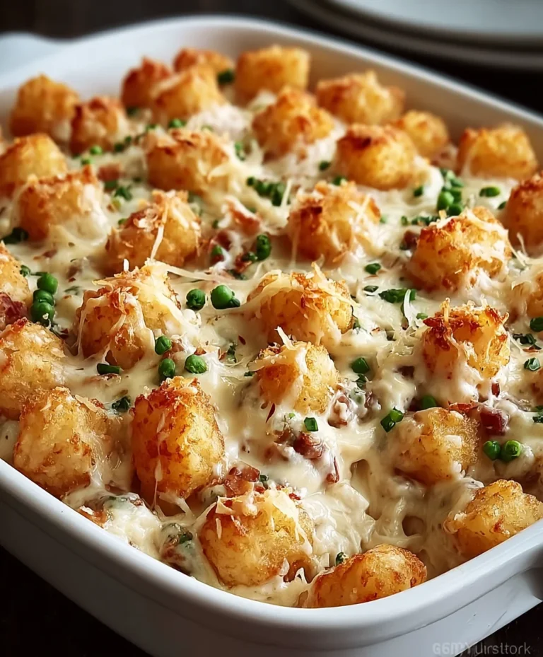 Easy Alfredo Tater Tot Beef Casserole – Quick Dinner