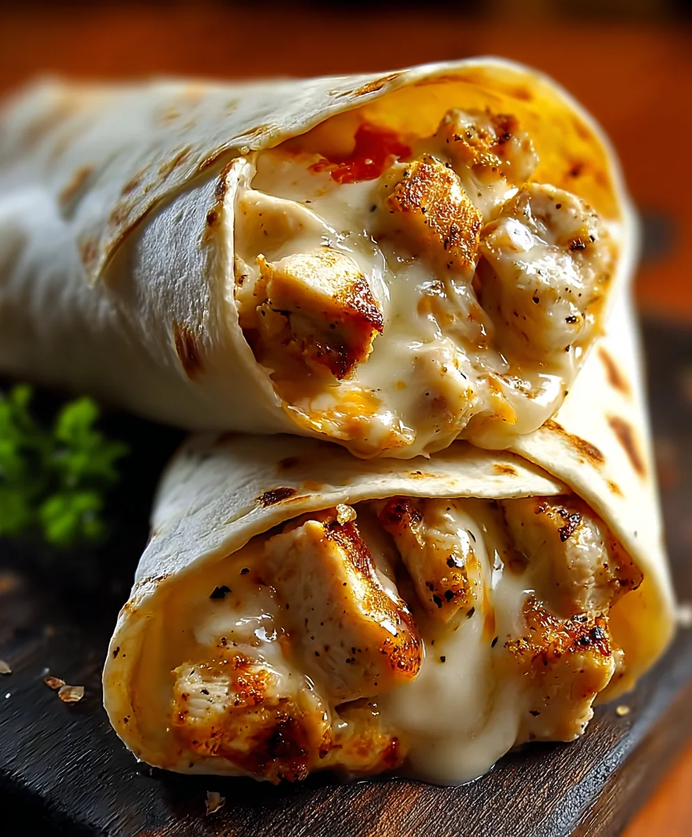 Cheesy Garlic Chicken Wraps-Easy Dinner Idea