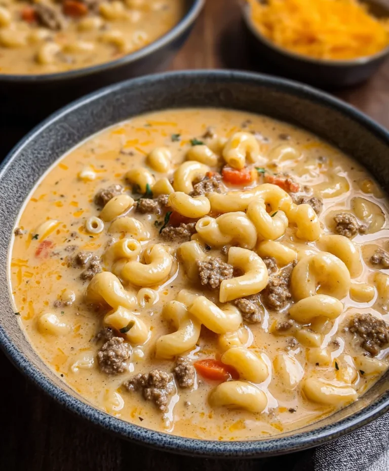 Cheeseburger Macaroni Soup – Creamy Beef Comfort