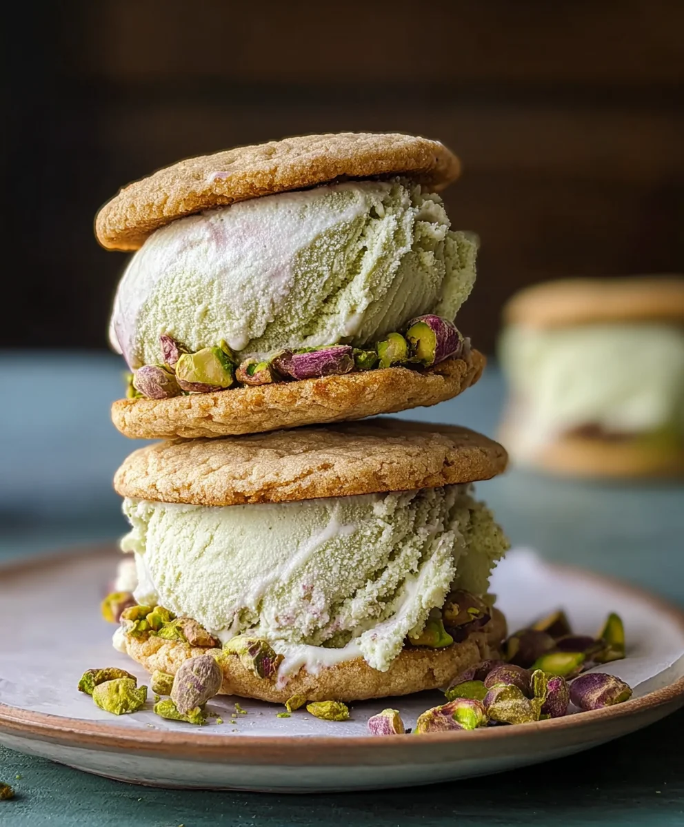 Pistachio Cookie Ice Cream Sandwiches - Easy & Delicious