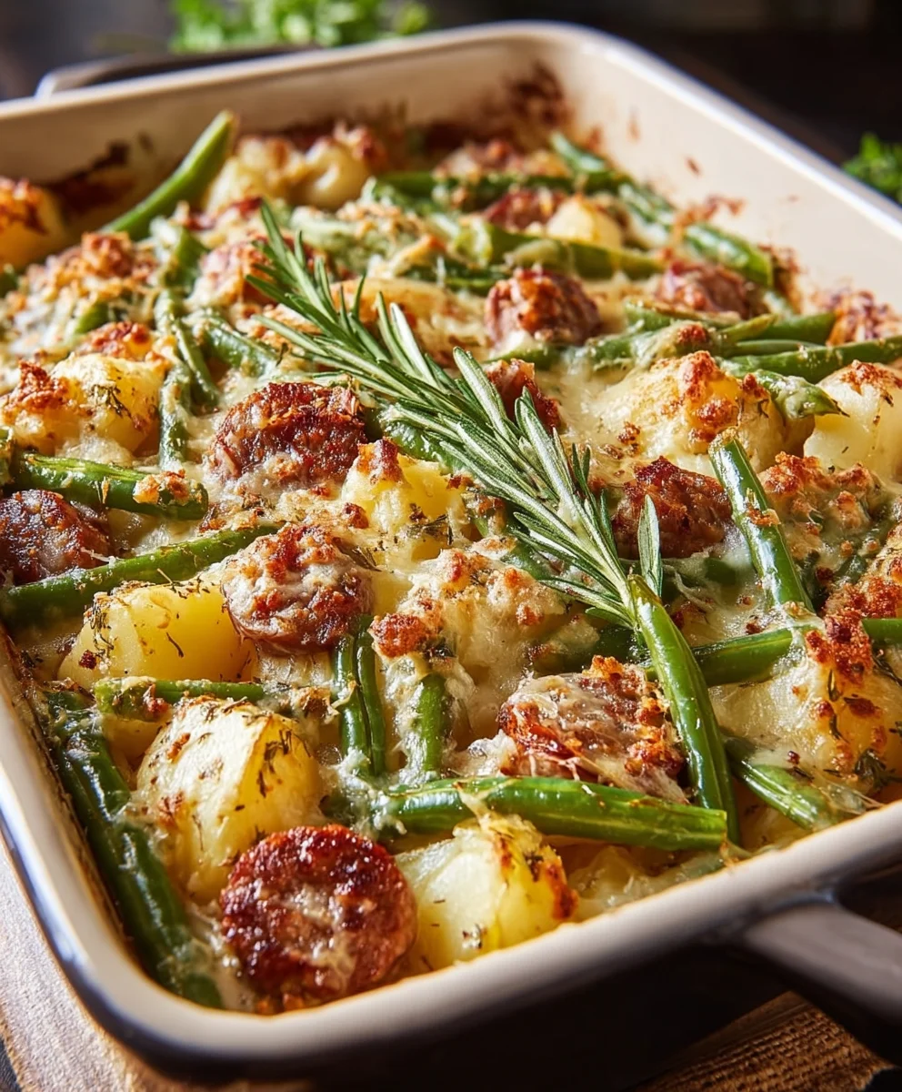 Beef Sausage Green Bean Potato Casserole