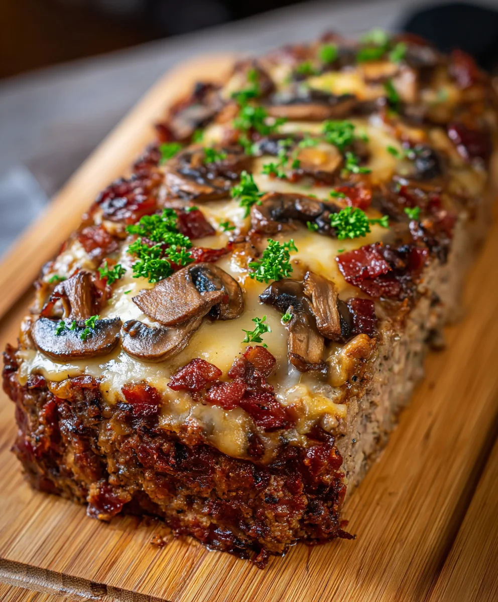 Beef Beef Bacon Mushroom Swiss Meatloaf Recipe