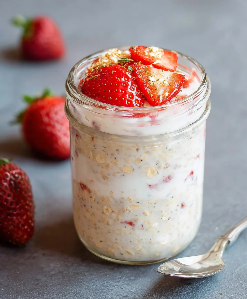 Strawberry Cheesecake Overnight Oats Recipe