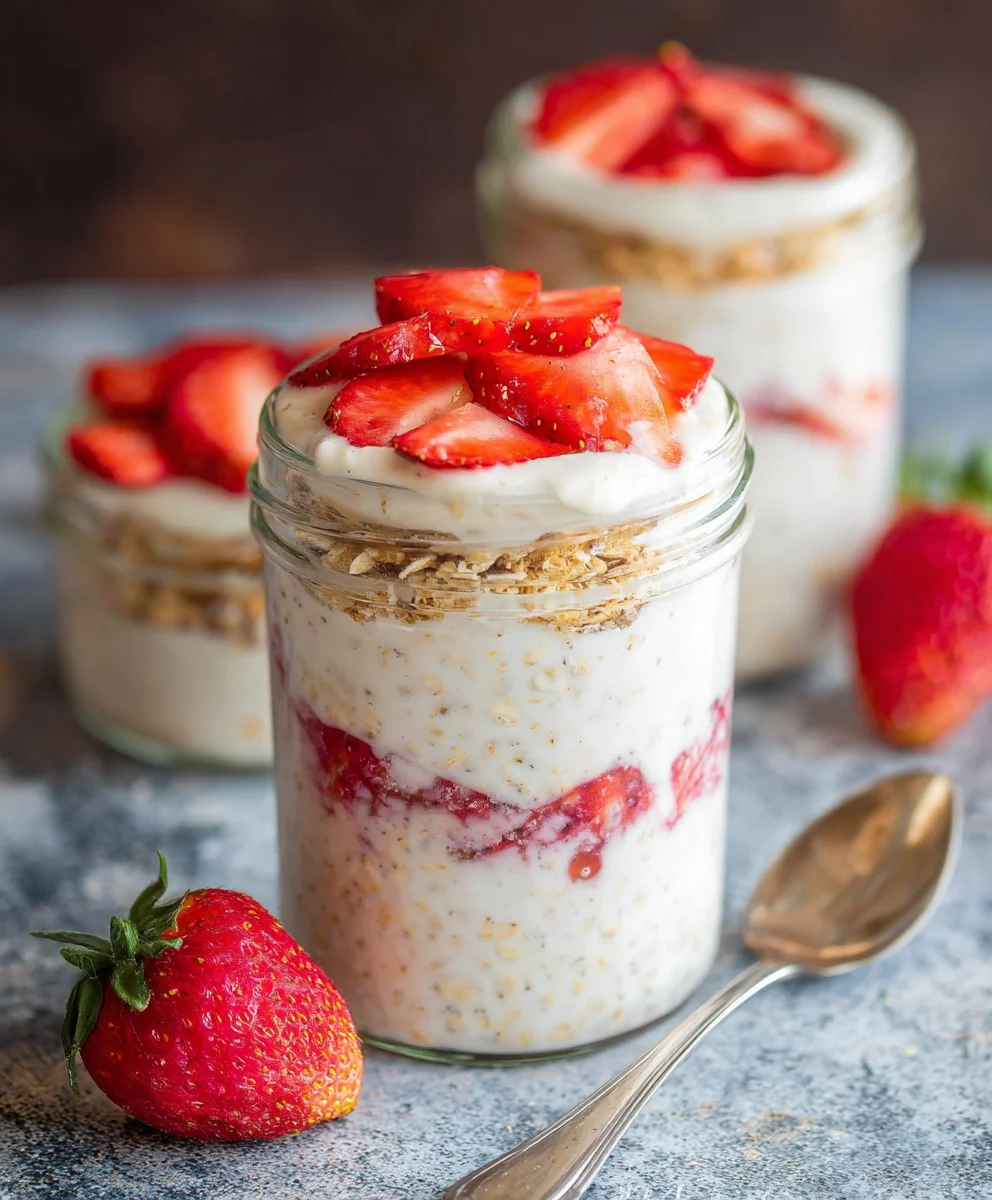 Strawberry Cheesecake Overnight Oats Recipe