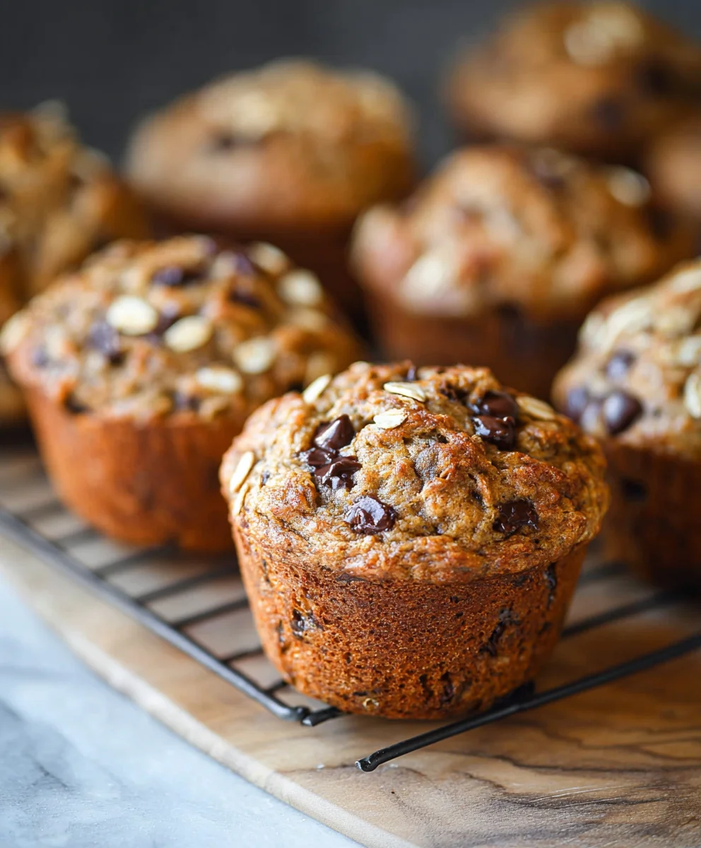 Healthy Banana Oatmeal Muffins- Chocolate Chip Treat