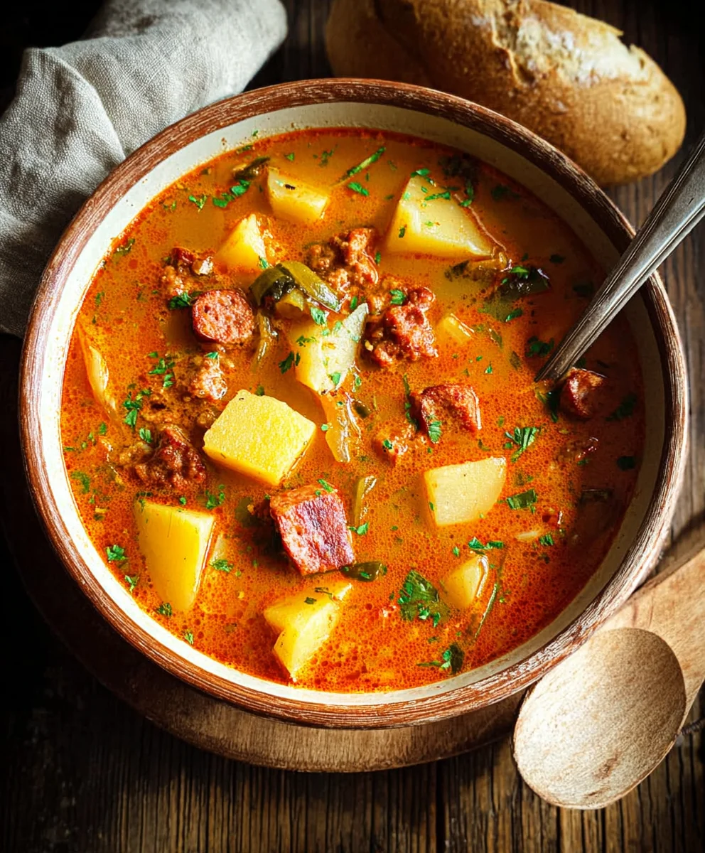 Spanish Potato Beef Beef Chorizo Soup - Hearty & Flavorful