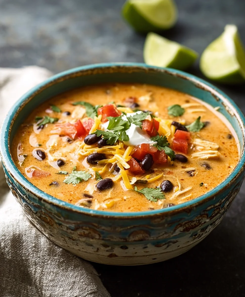 Creamy Chicken Enchilada Soup-Easy & Flavorful