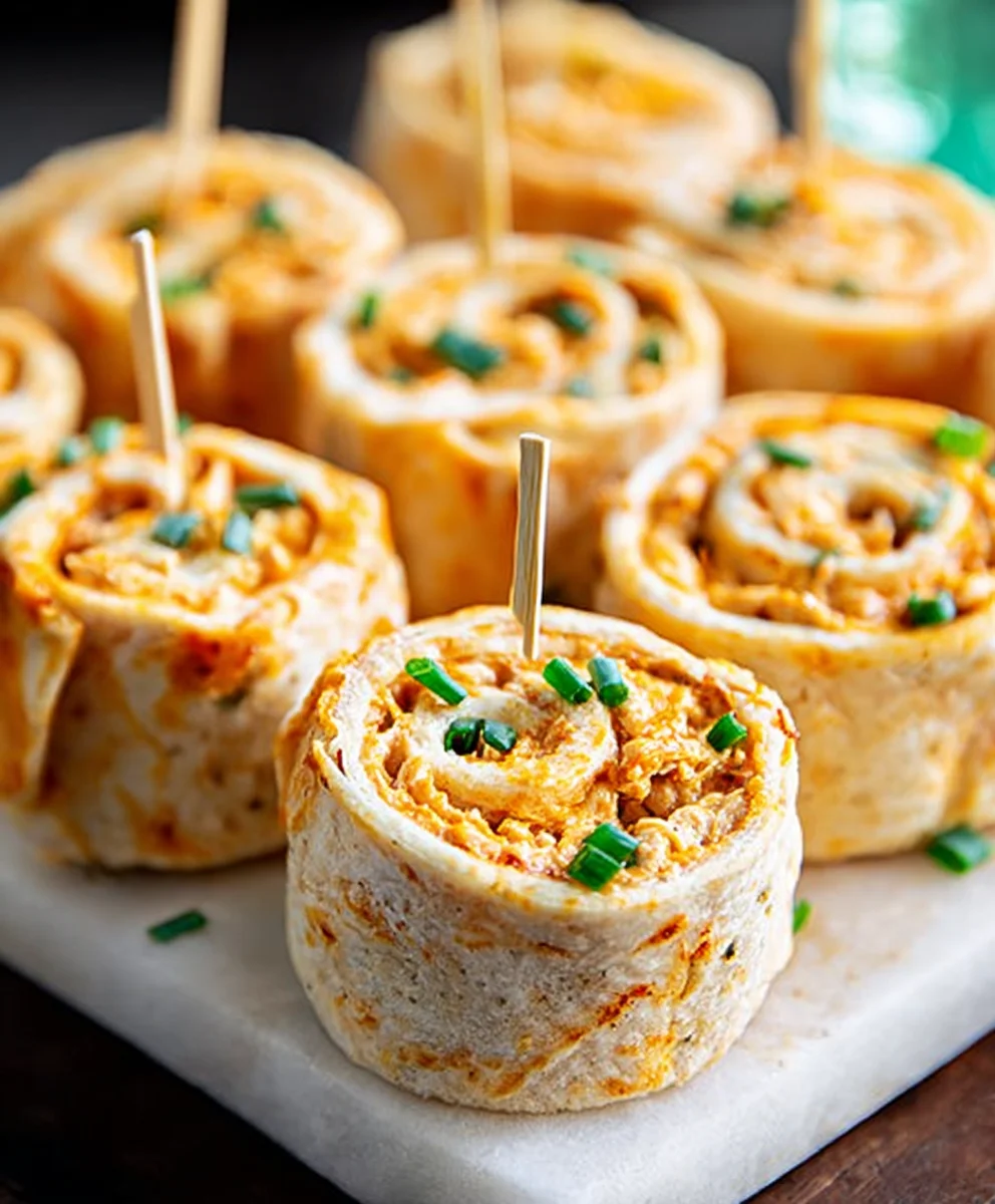 Spicy Buffalo Chicken Tortilla Pinwheels-Easy Appetizer