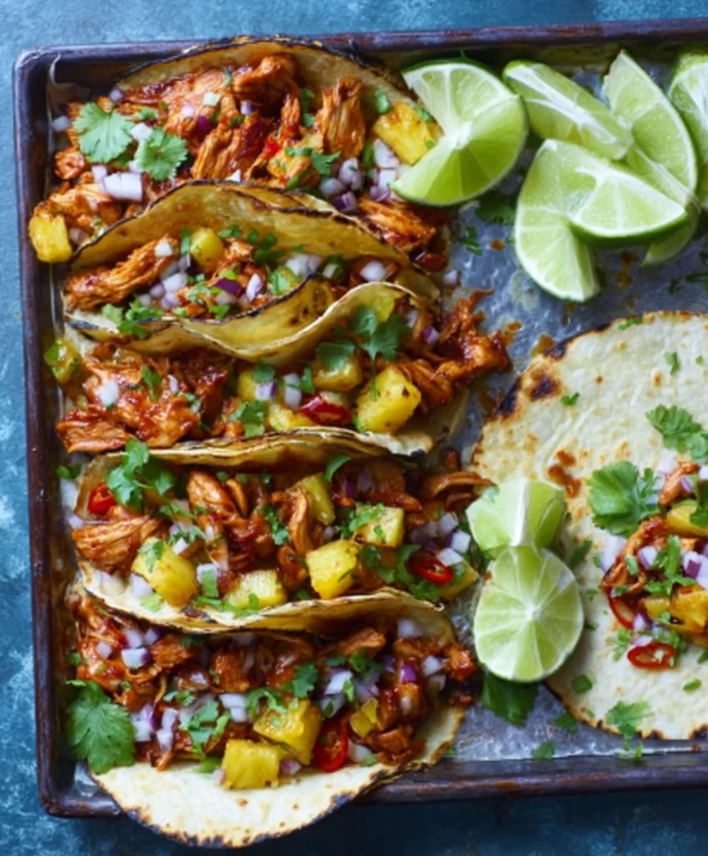 One Pan Chicken Pineapple Tacos- Easy & Delicious