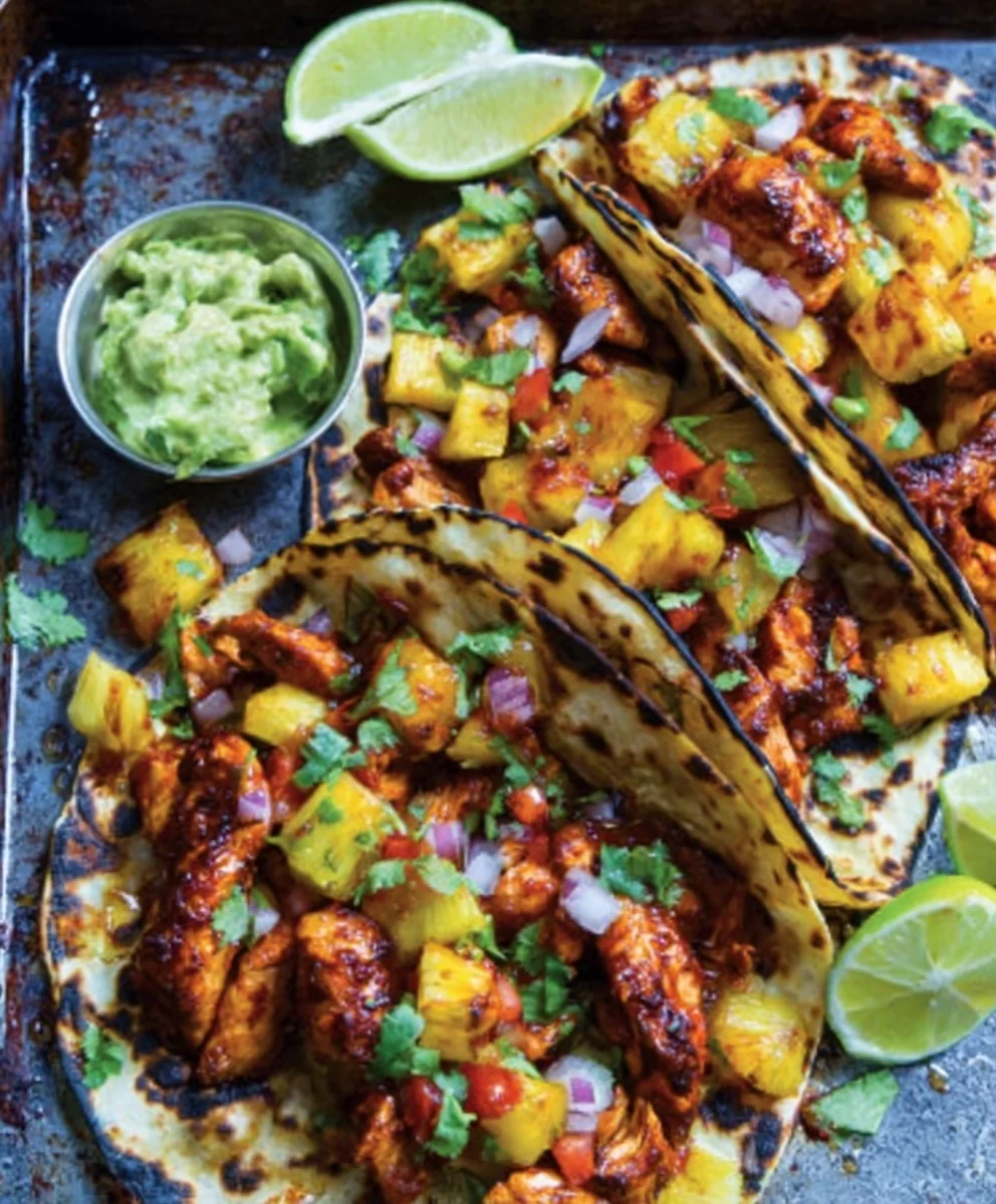 One Pan Chicken Pineapple Tacos- Easy & Delicious
