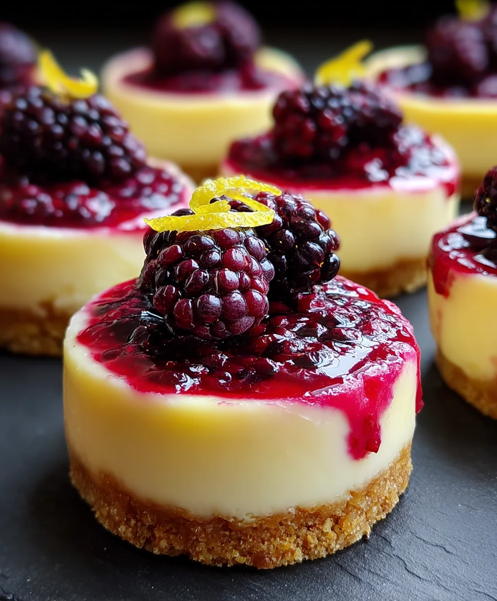 Lemon Raspberry Blackberry Mini Cheesecakes