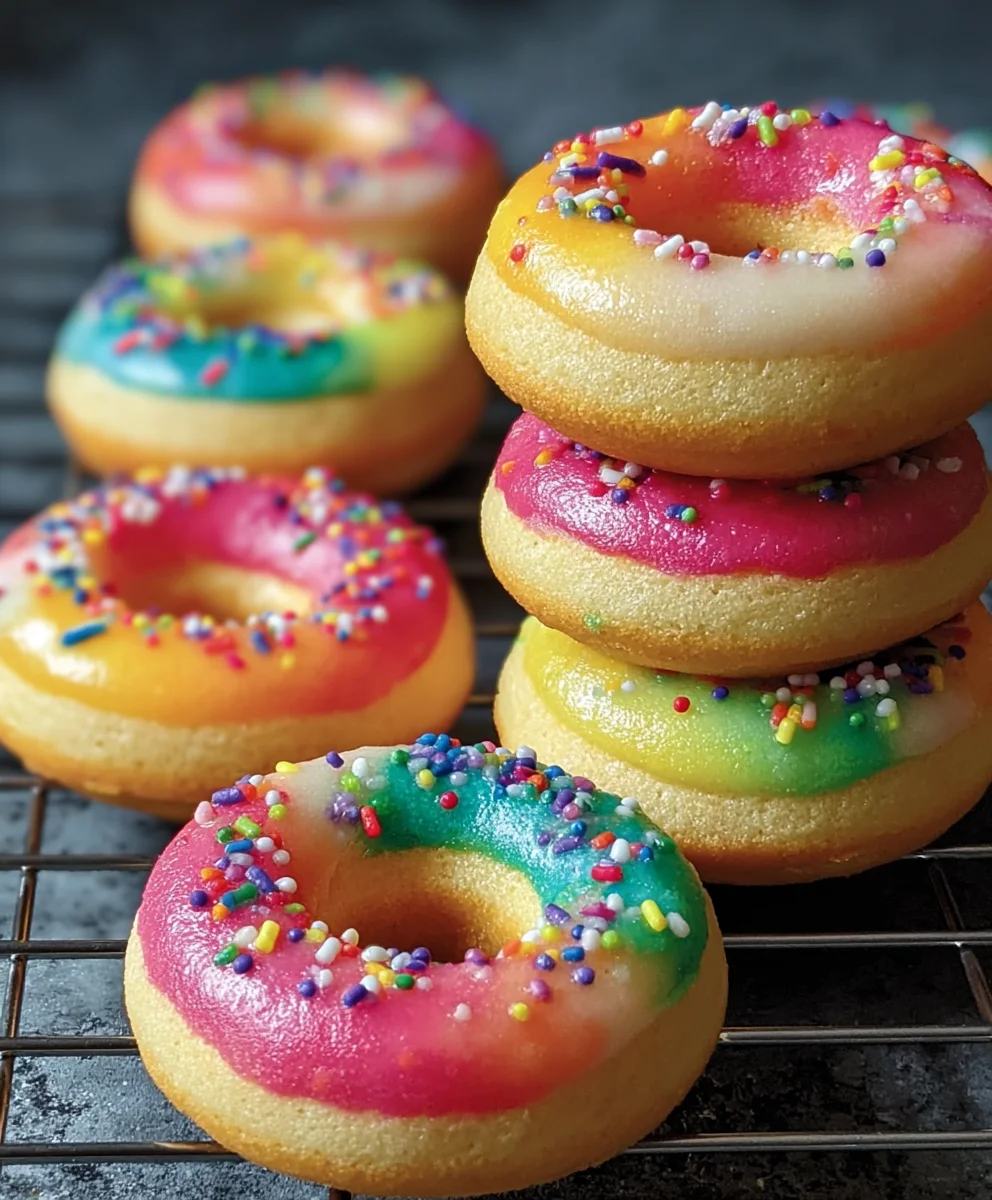 Mini Rainbow Vanilla Bean Donuts-Sweet Fun!