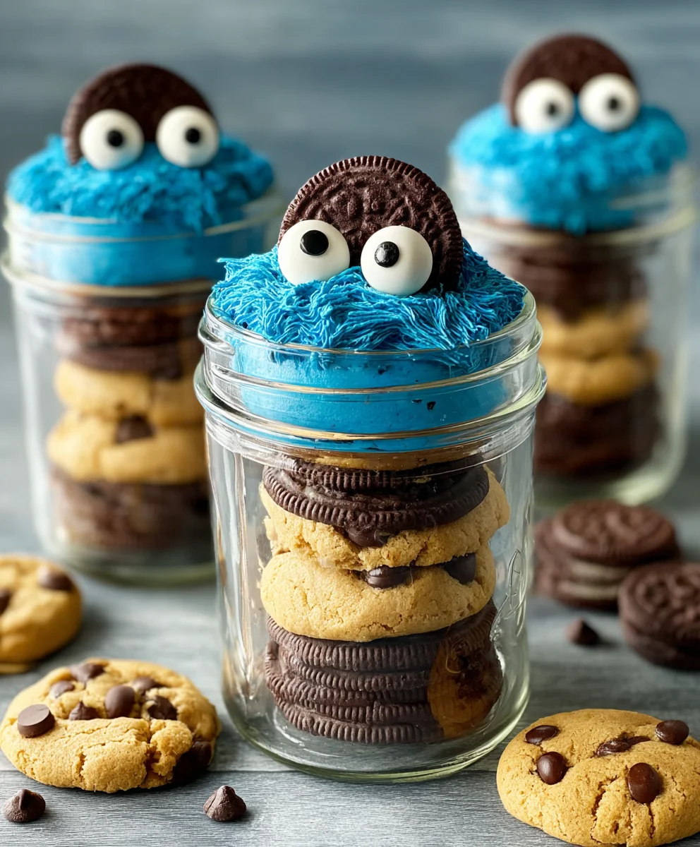 Cookie Monster Cake Jars-Fun Blue Treat