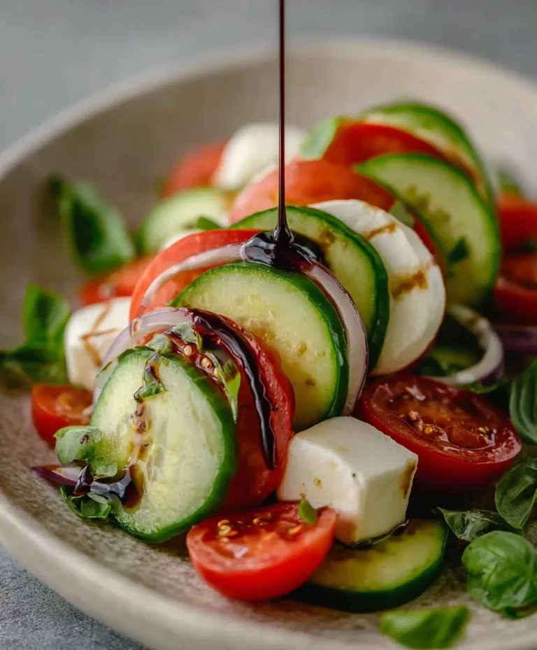 Fresh Cucumber Caprese Salad Recipe- Easy & Delicious