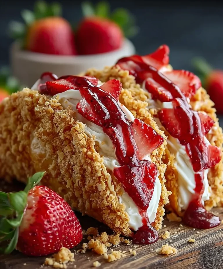 Strawberry Crunch Cheesecake Tacos-Sweet Delight
