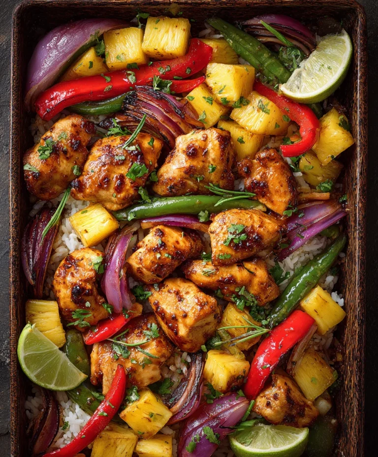 Easy Hawaiian Chicken Sheet Pan Dinner