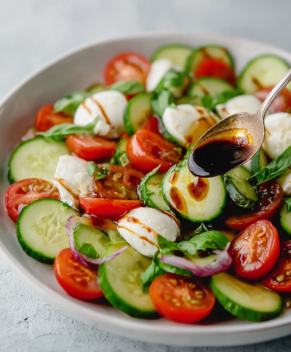 Fresh Cucumber Caprese Salad Recipe- Easy & Delicious