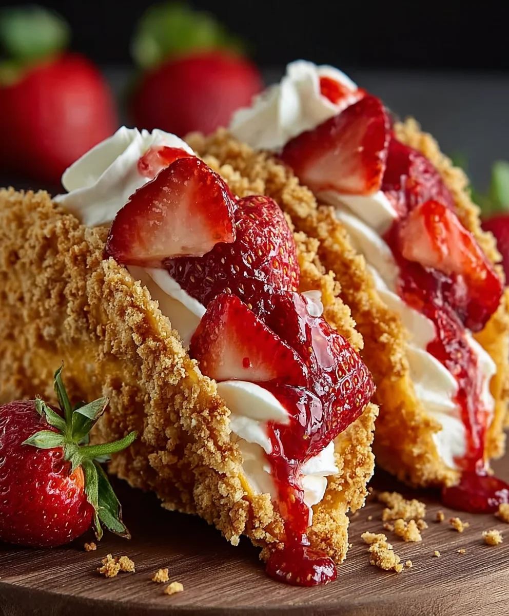 Strawberry Crunch Cheesecake Tacos-Sweet Delight