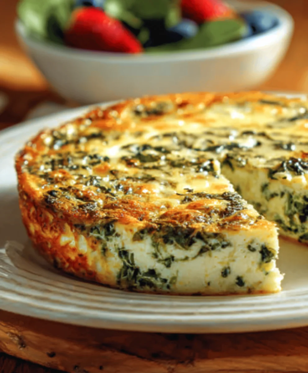 Spinach Cottage Cheese Crustless Quiche - Healthy & Easy