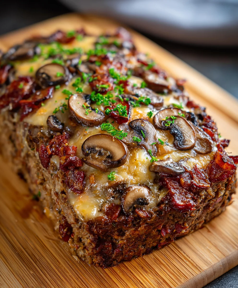 Beef Beef Bacon Mushroom Swiss Meatloaf Recipe