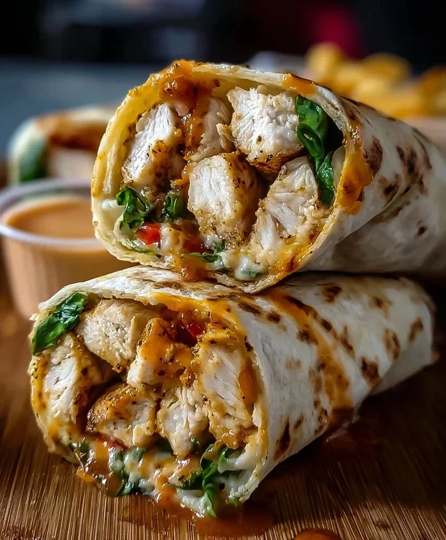 Cheesy Garlic Chicken Wraps