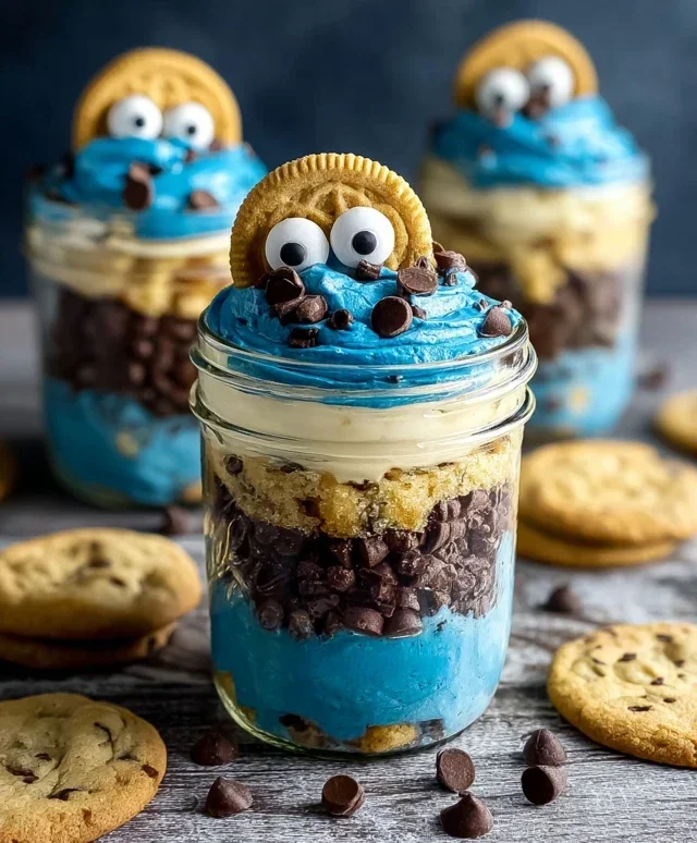 Cookie Monster Cake Jars