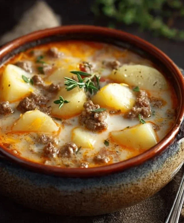 Cheesy Beef Beef Hamburger Potato Soup