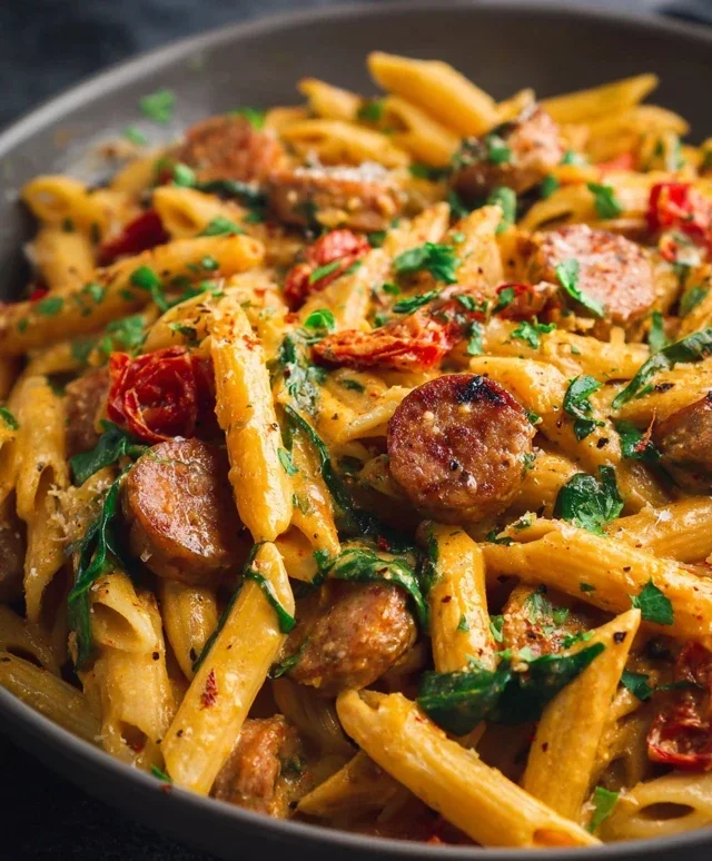 One Pot Creamy Cajun Sausage Pasta (30-Minutes)